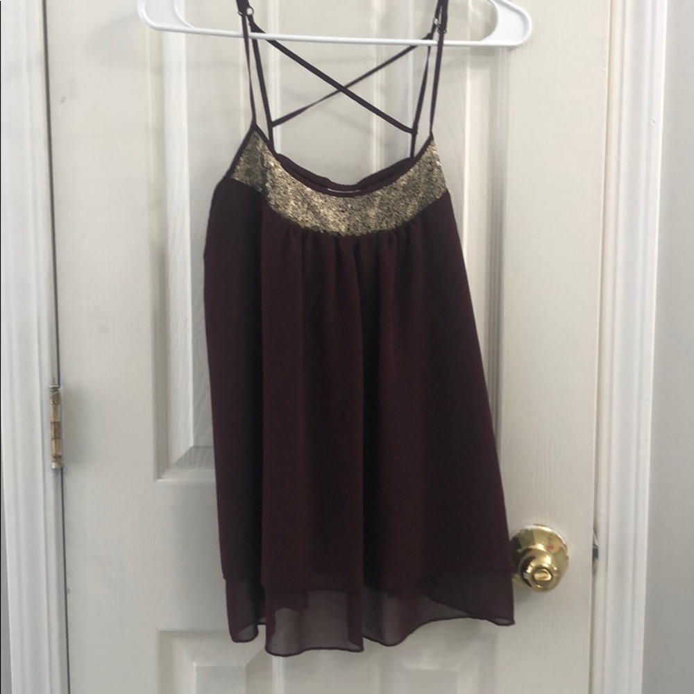 Burgundy Tank with collar detail